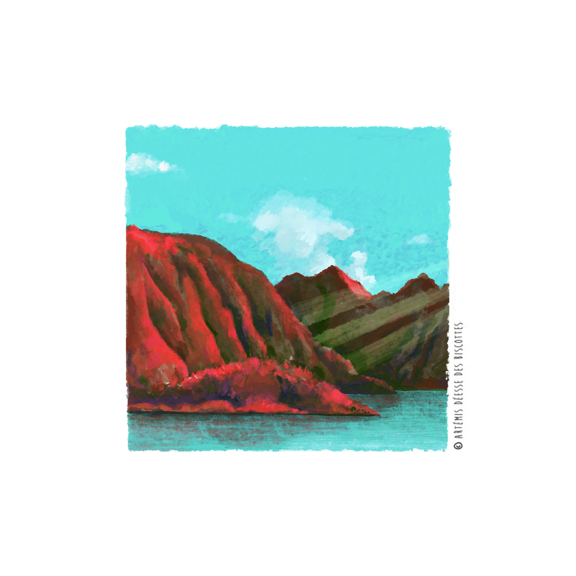 Le tableau. "Grand Etang lé bleu"