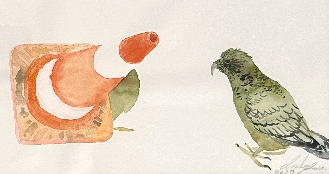 L'aquarelle. "Kéas jouant avec un plot" – Image 2